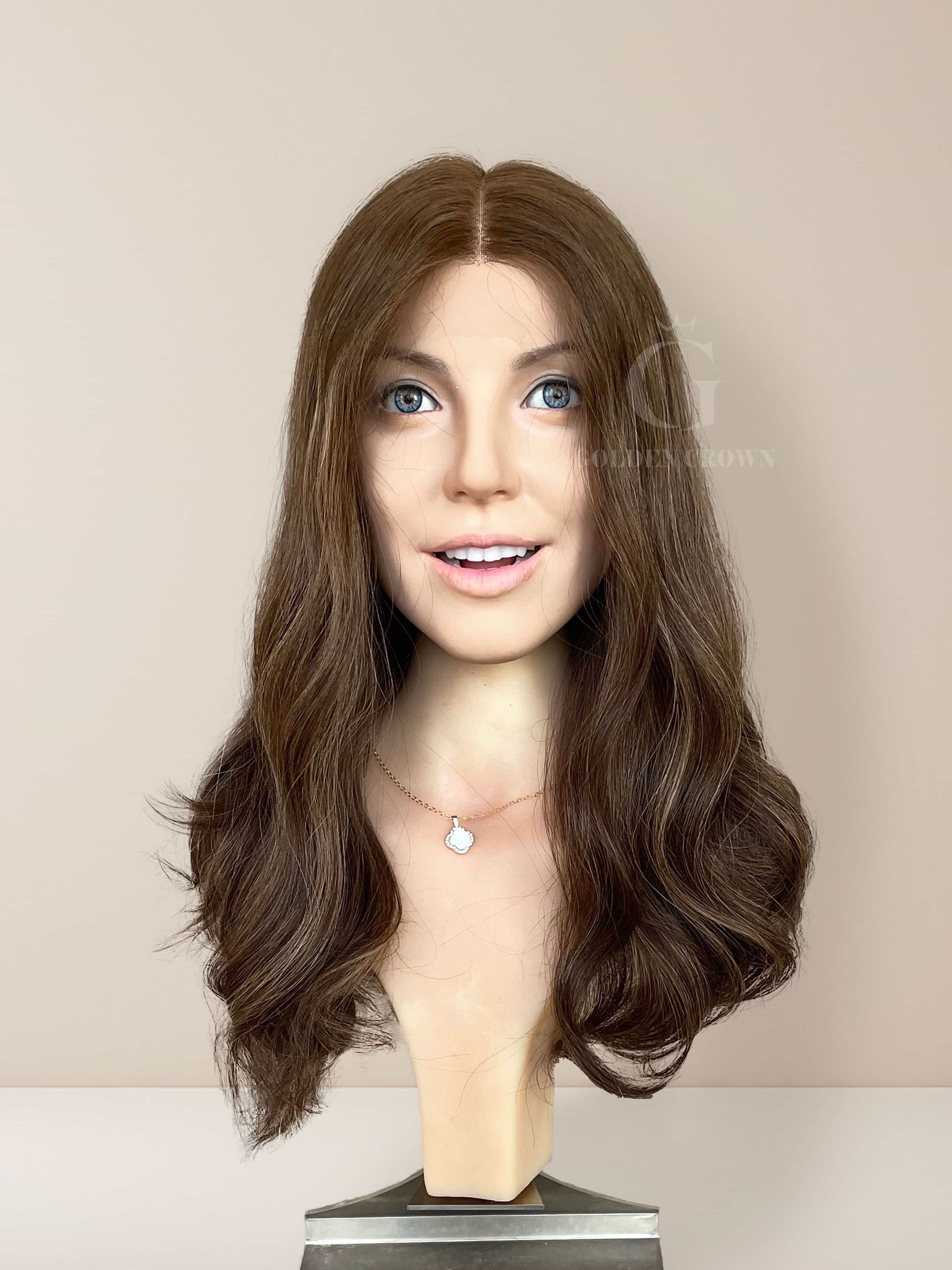 Lily Lace Top Base 100% Human Hair Wigs Front View GoldenCrownWigs.com